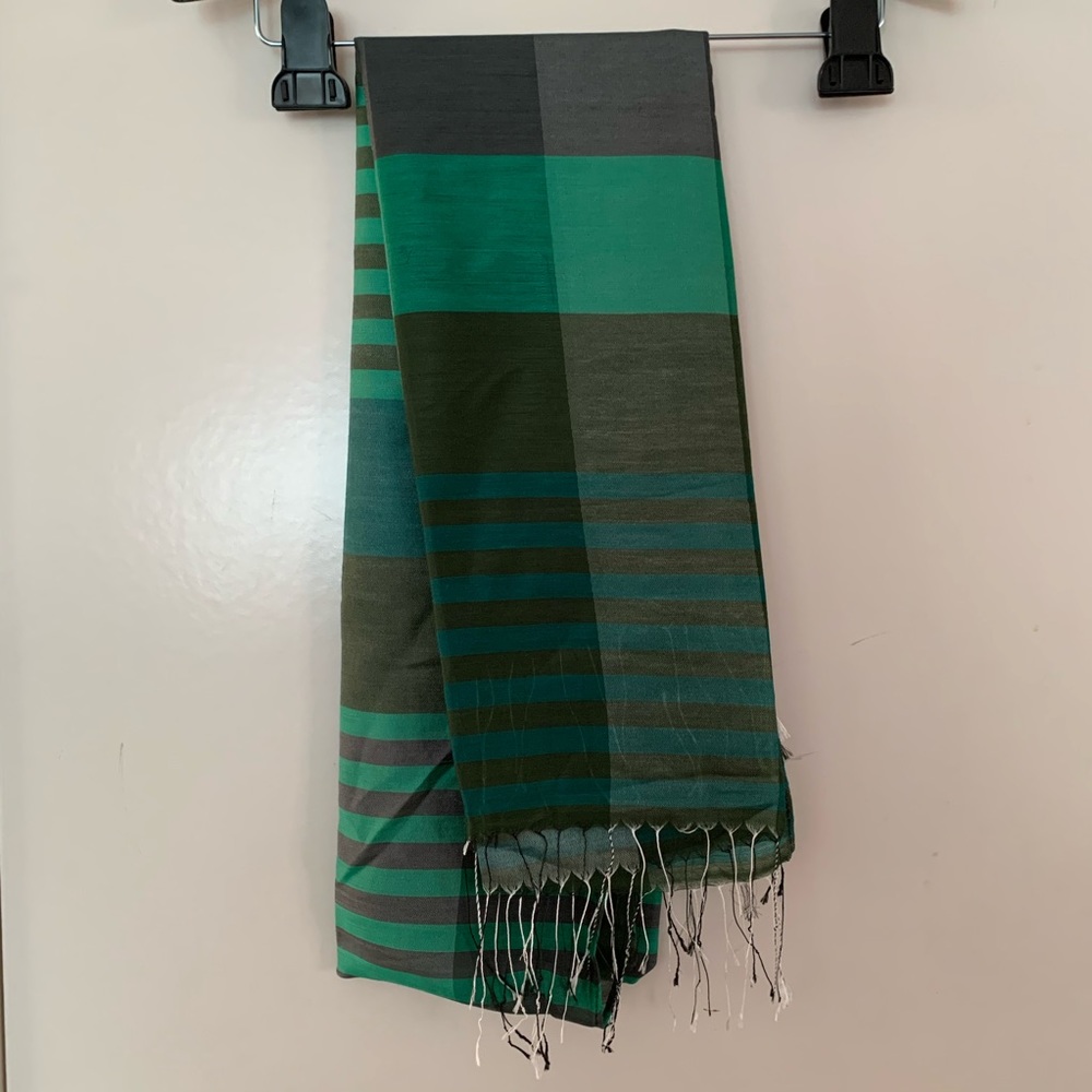Silk Wrap Green Striped One Size Fits All